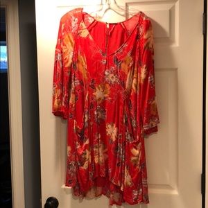 Free people poppy colored kimono dress